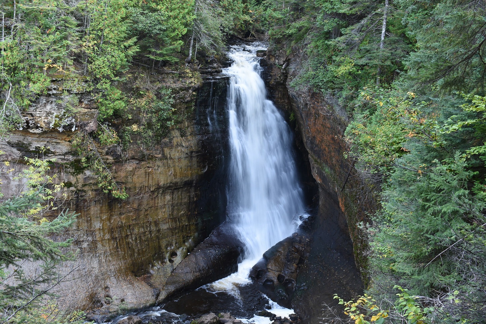 View of Miners Falls from platform at Pictured Rocks National Lakeshore.