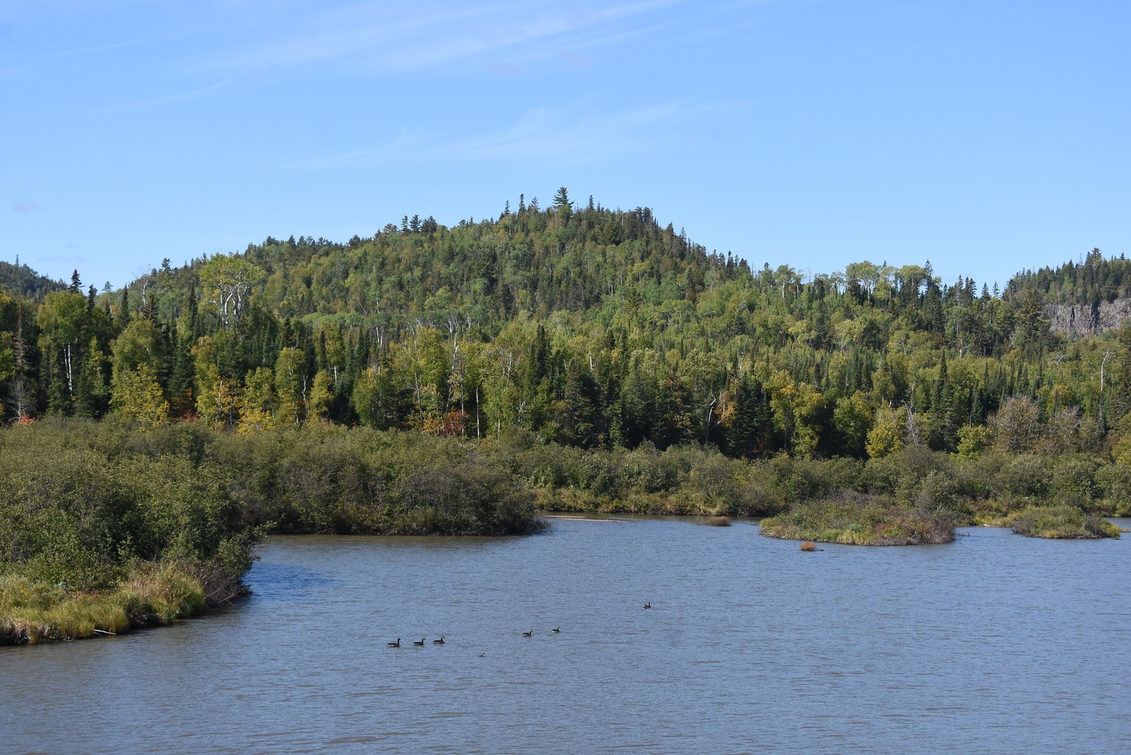 View of the Pigeon River and Canada from the trail to the Webster-Ashburton Treaty of 1842 Historical Marker.
