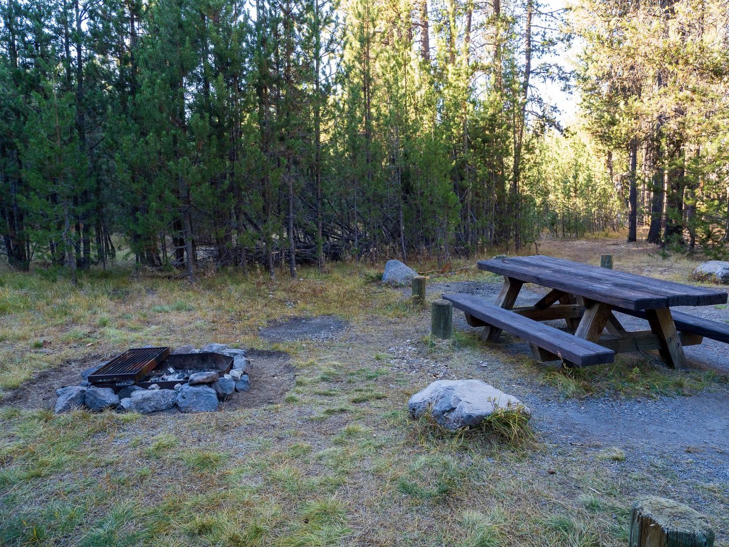 Campsites at Corral Springs all have a fire ring and picnic table.