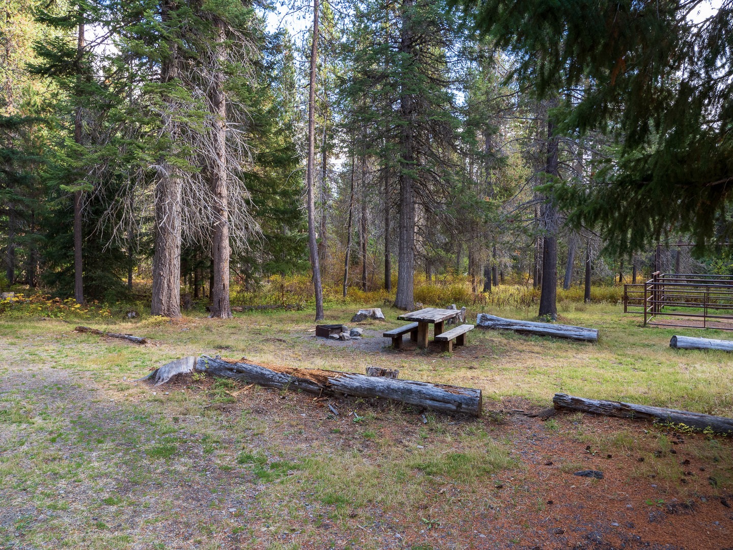 A typical campsite at Kelsay Valley Trailhead Horse Camp.