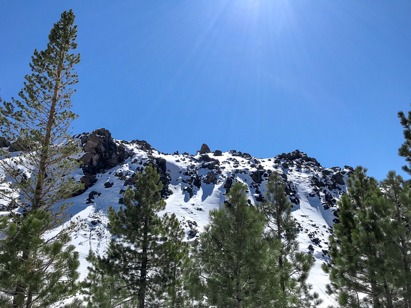 Obsidian Dome from the trail below, about half-mile from the turn onto the trail that leads up the dome.