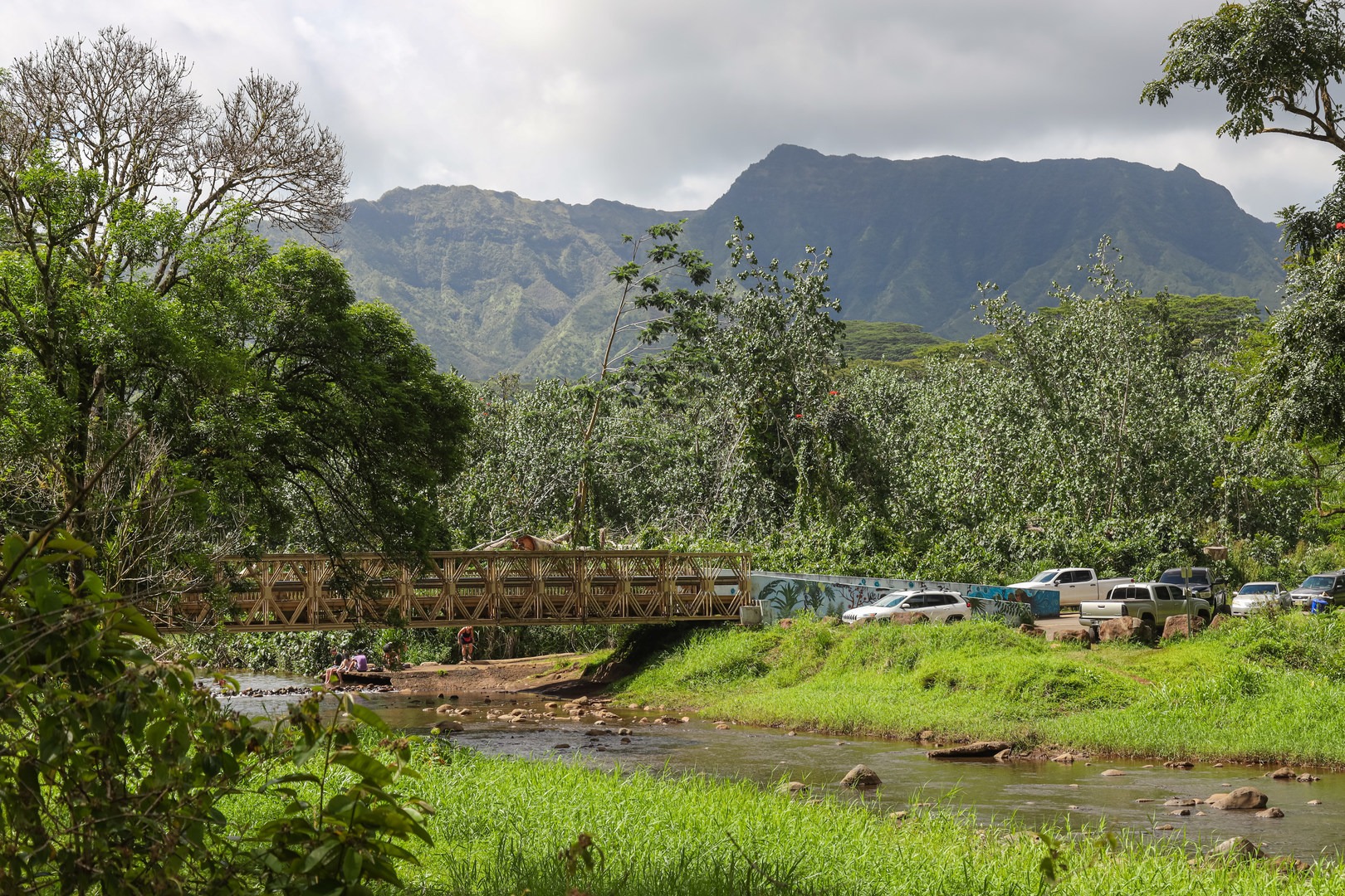 The swimming hole sits in a scenic locale about 500 feet above sea level, with views of the surrounding forests and mountains.