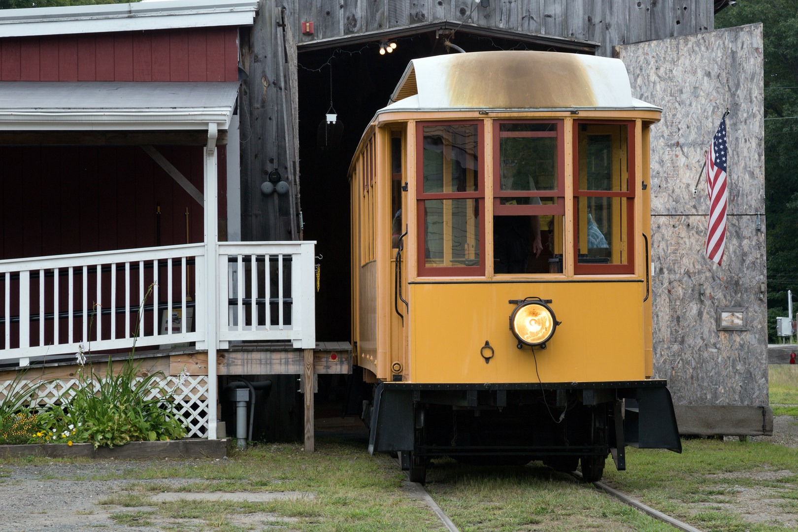 Trolley No. 10, built in 1896, was delivered new to Shelburne Falls.