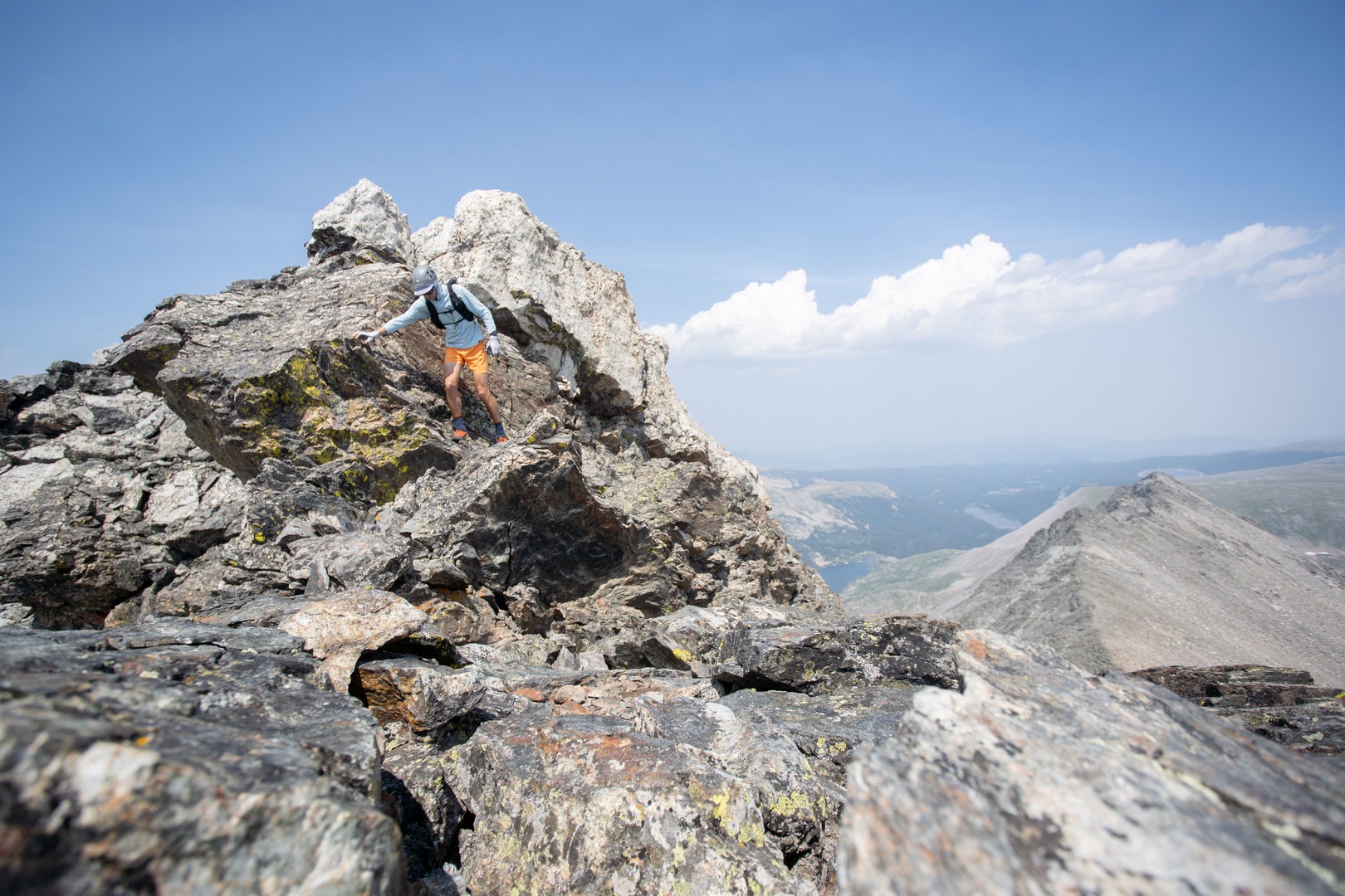 Scrambling along the Navajo summit ridge.