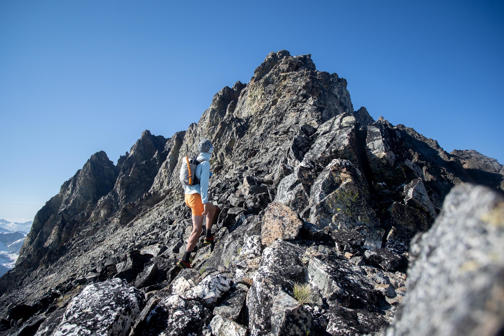 Scrambling up jagged rocks on Fernow.