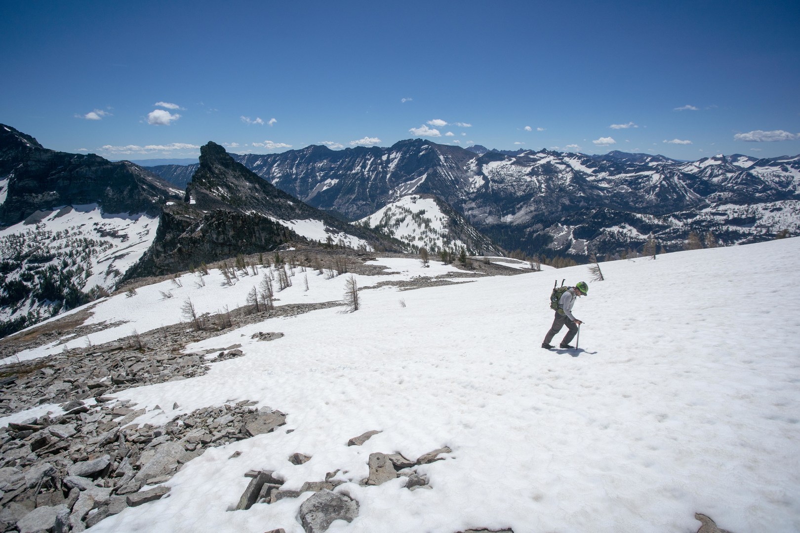 The summit ridge is pretty low angle, though there's a lot of talus hopping.