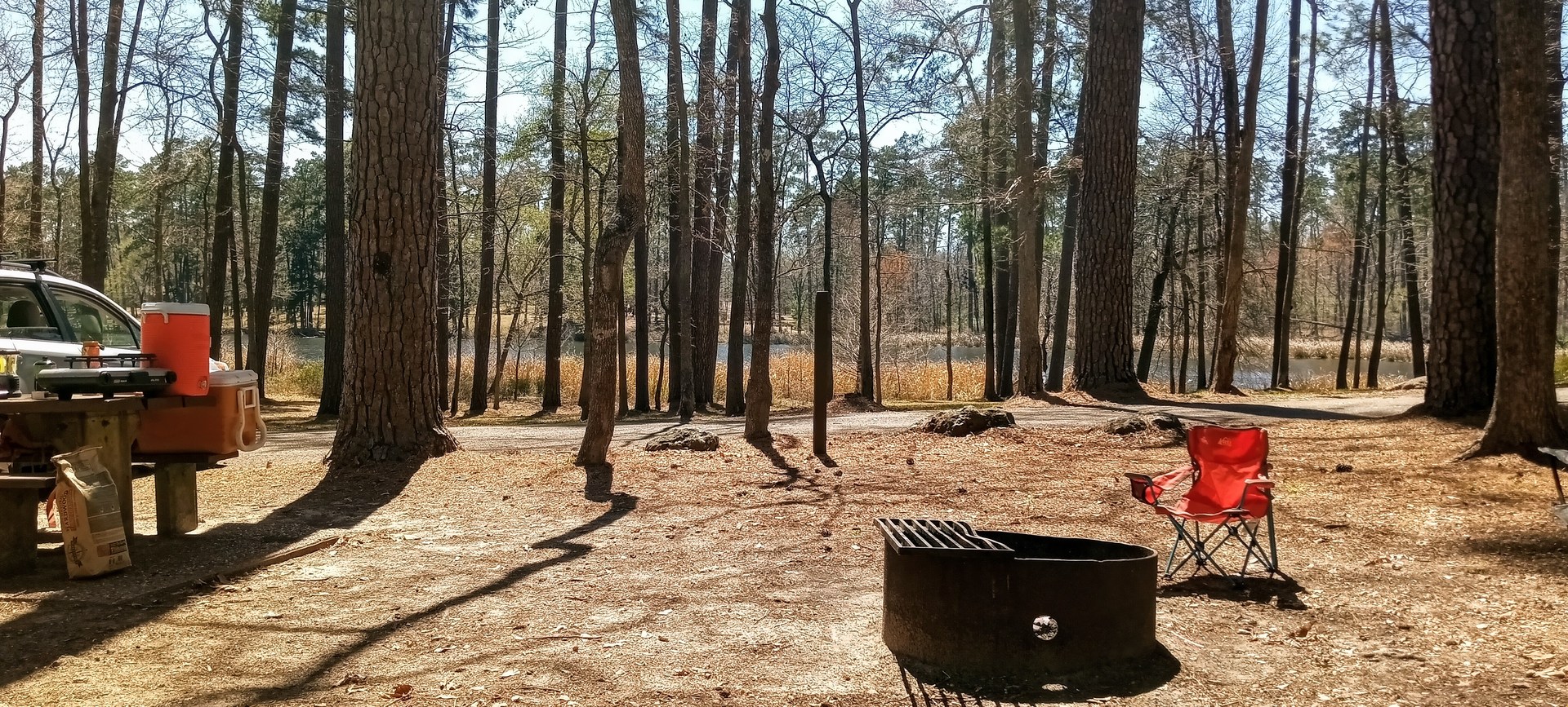 Campsite with lake view.