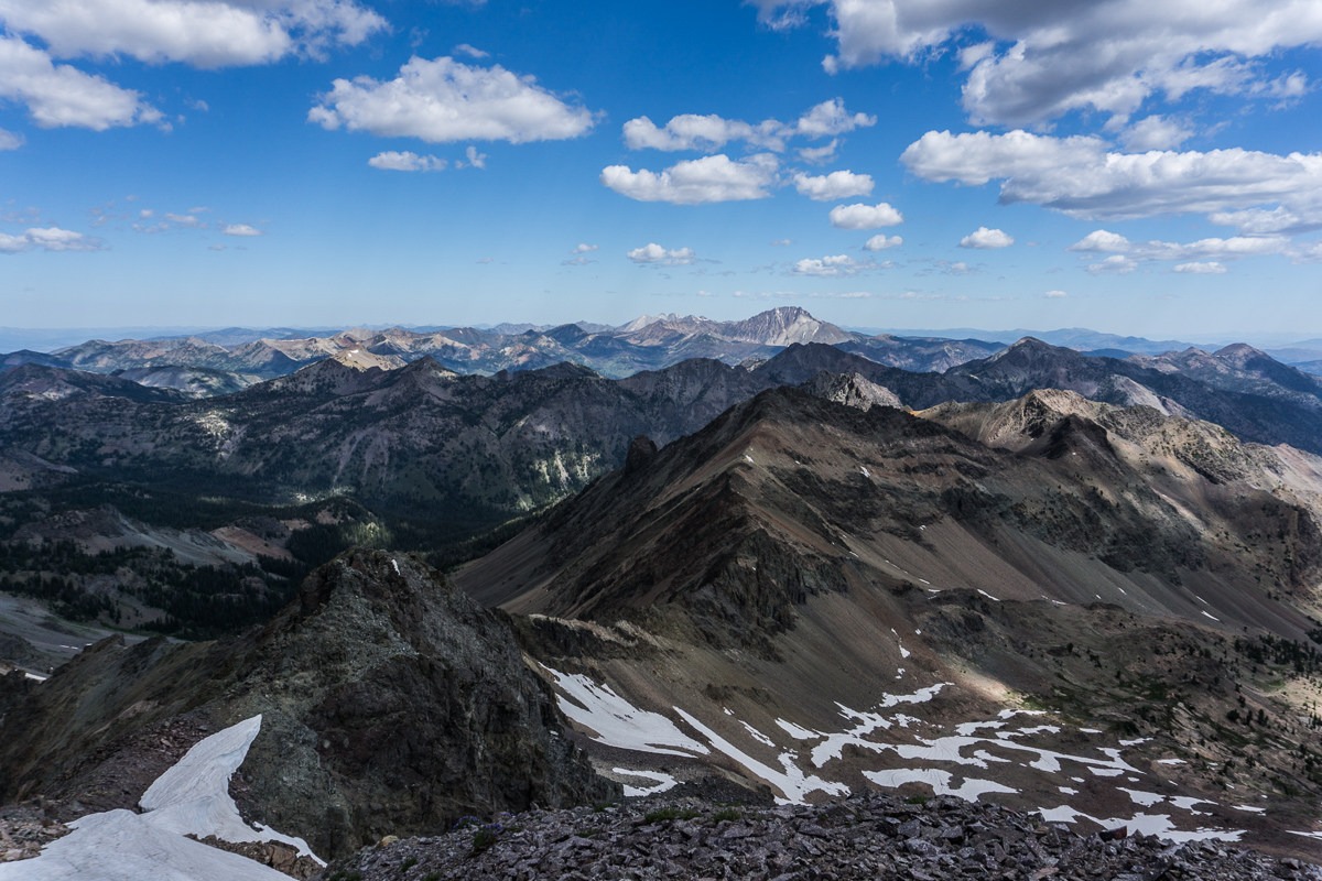 View from Galena Peak (looking towards Castle Peak in White Clouds Range).