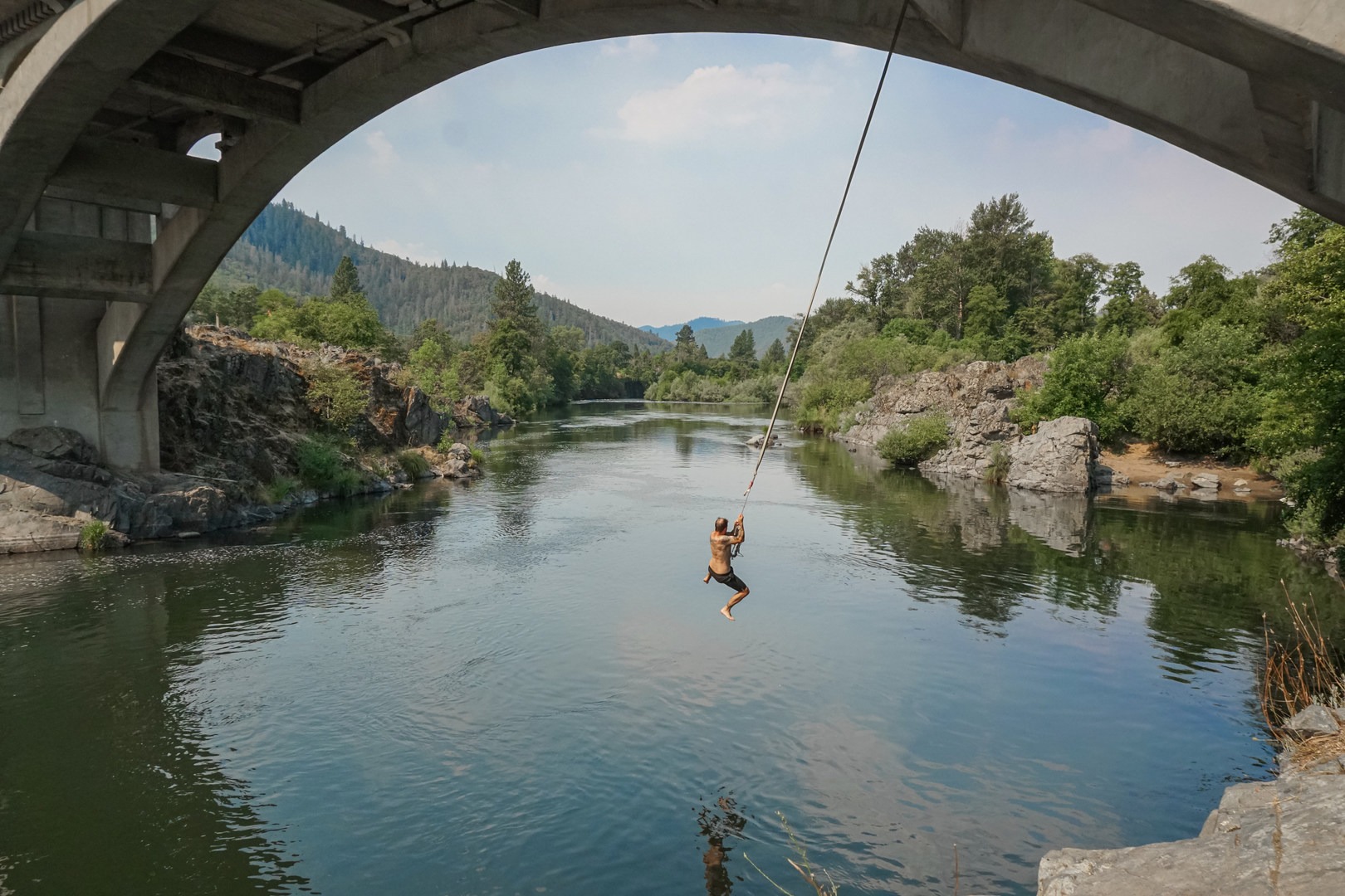 Rope swing at the swimming hole.