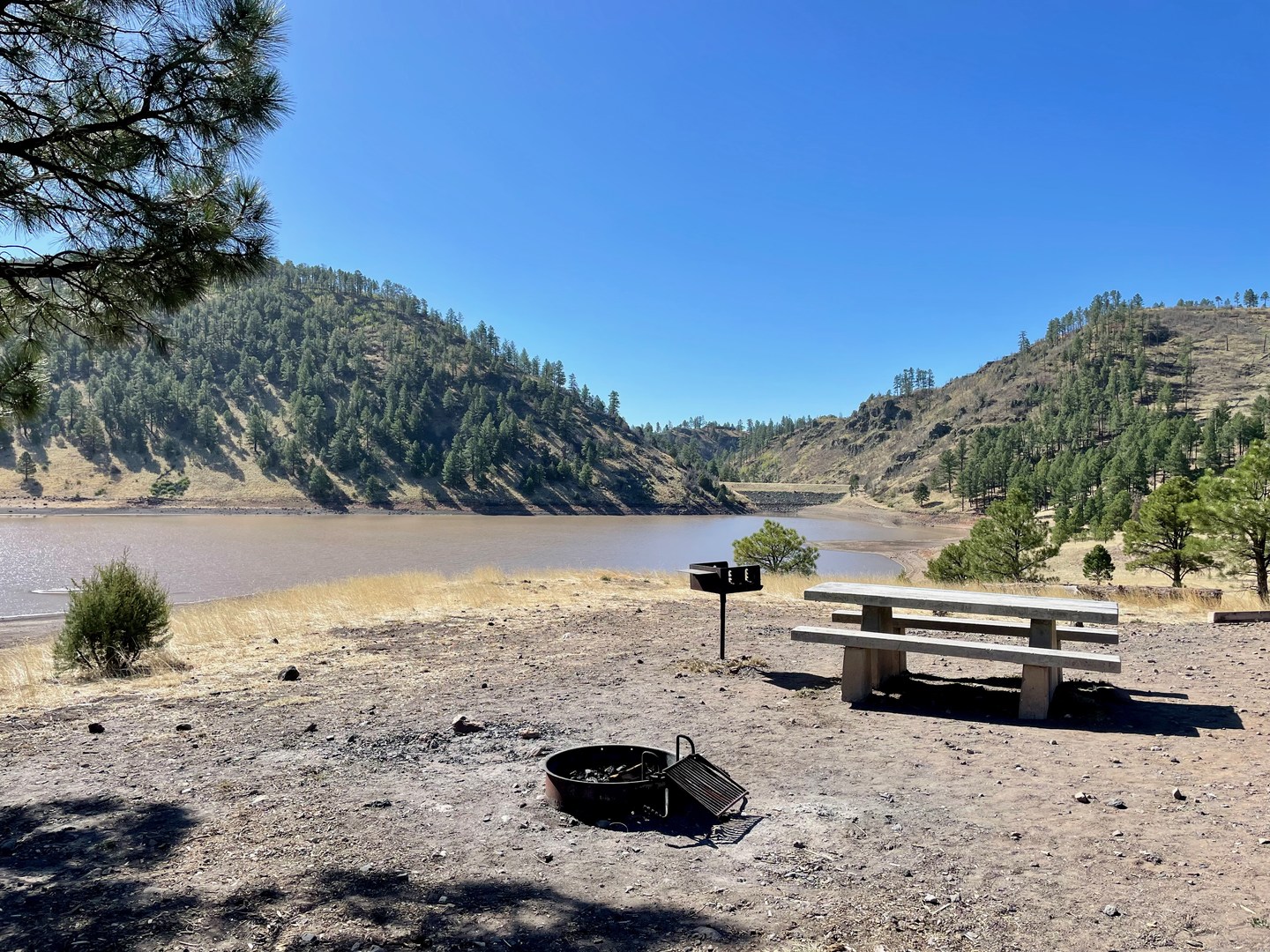 A campsite overlooking Snow Lake.