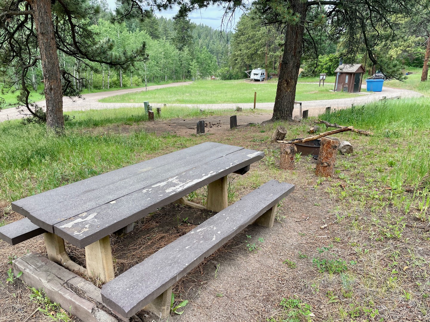 Each site has a picnic table and fire ring.