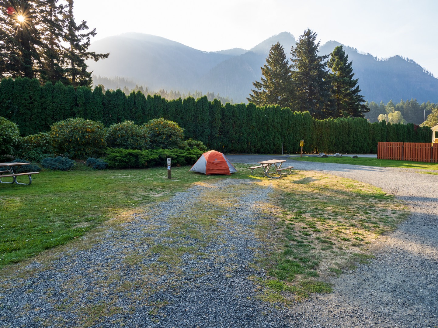 A tent camper at Marine Park Campground.