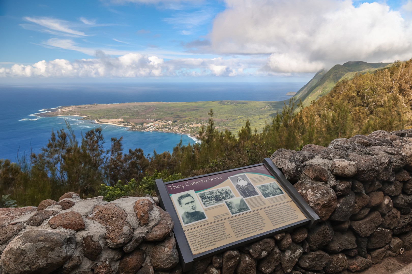 Looking down over the historic town of Kalaupapa.