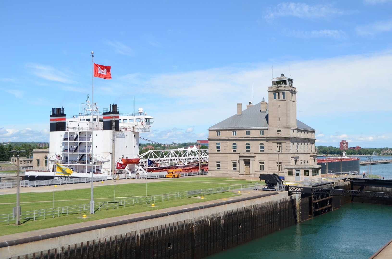 Ship leaving Soo Locks.