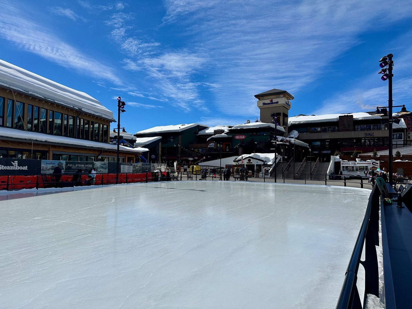 The new ice rink on the Steamboat Square.