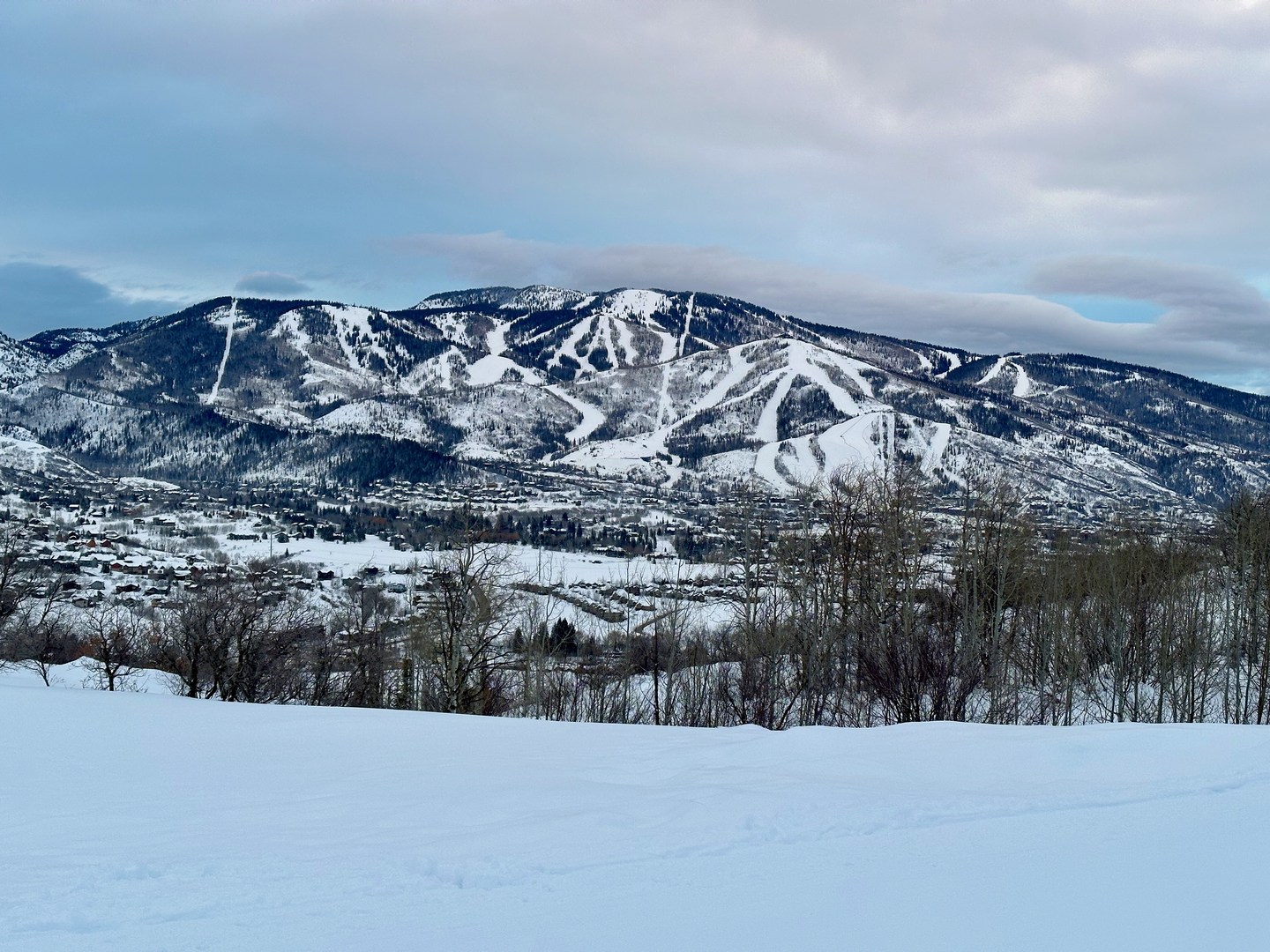 Steamboat Springs Ski Area as seen from trail.