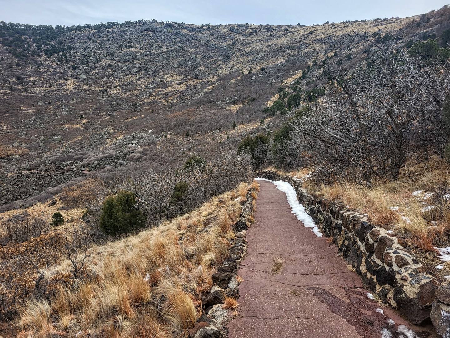 Paved trail leading into the cauldron.