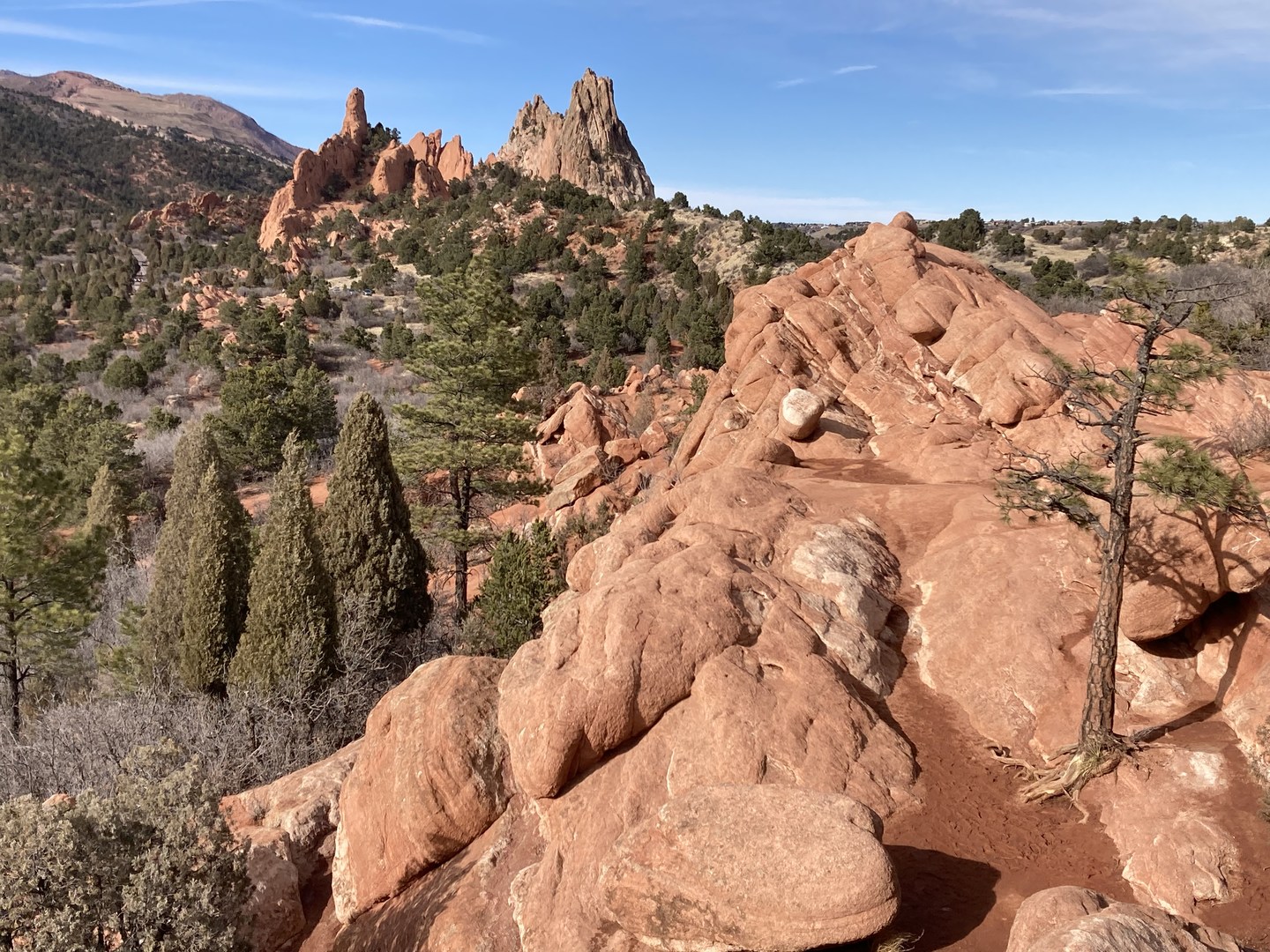 View of Central Garden area from High Point Overlook in Garden of the Gods.