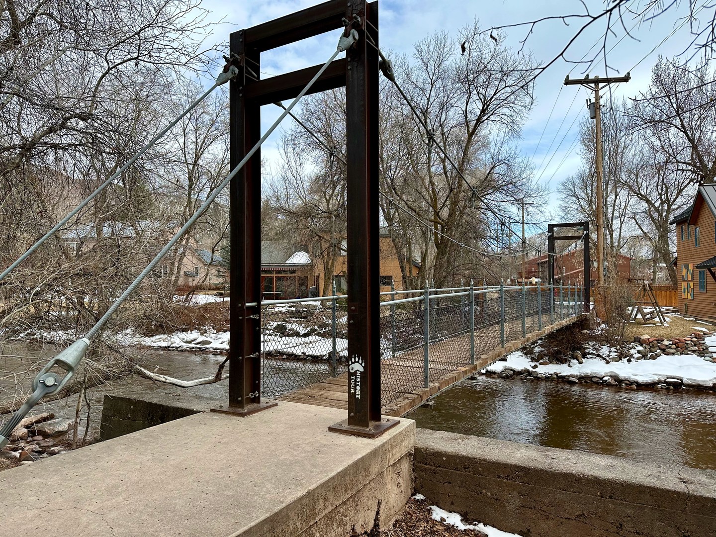 The historic swinging bridge.