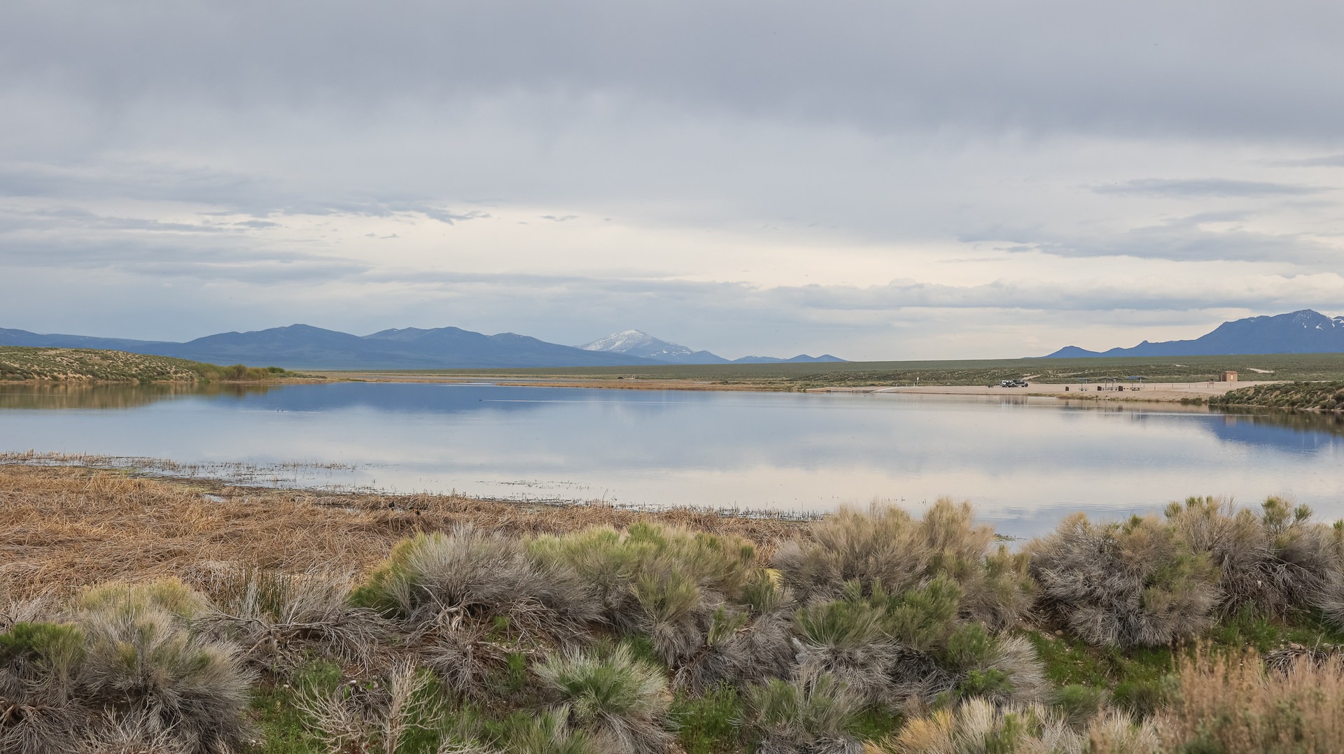 Views across Comins Lake in White Pine County.