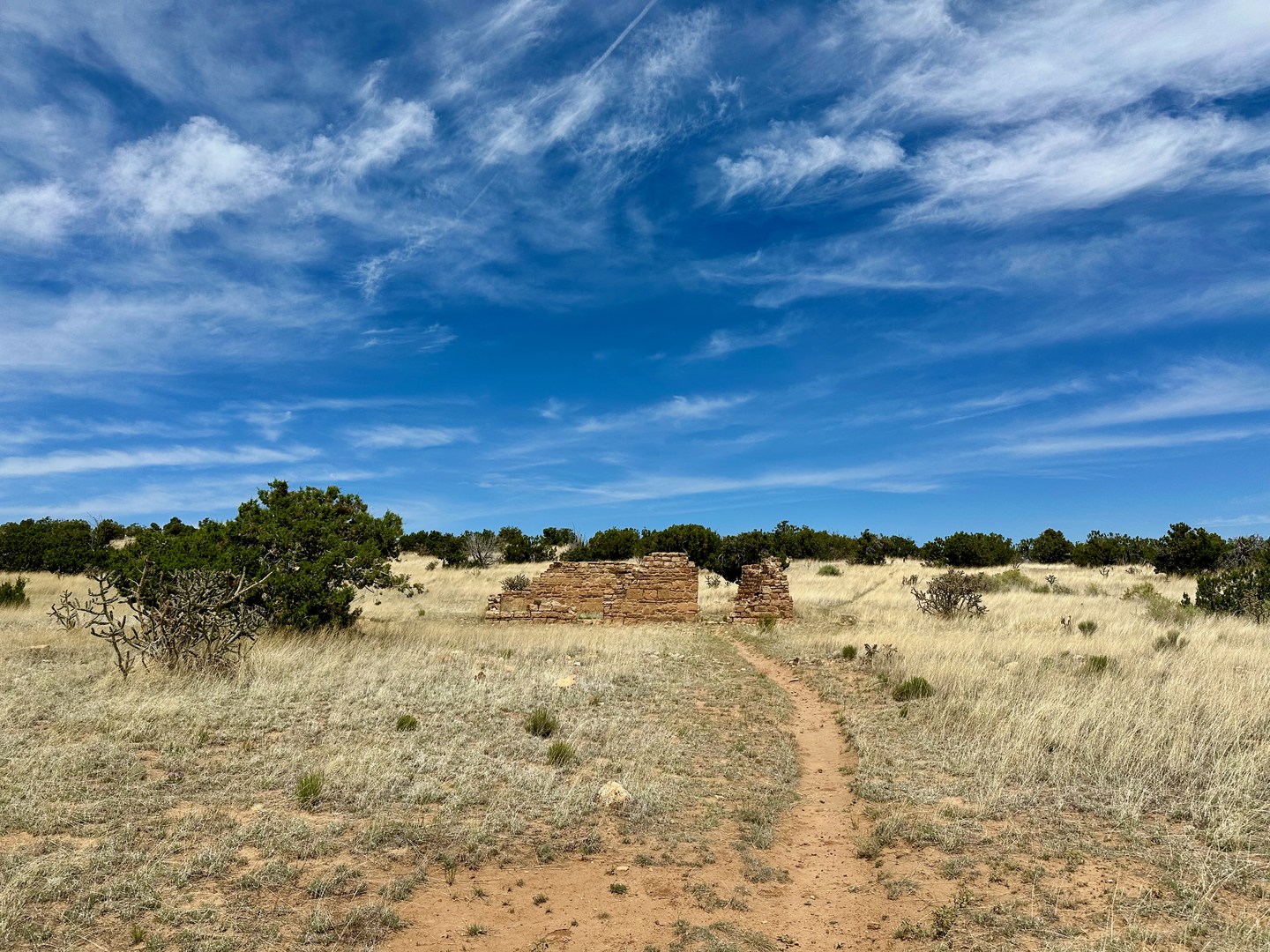 The ruins are a short walk from the road.