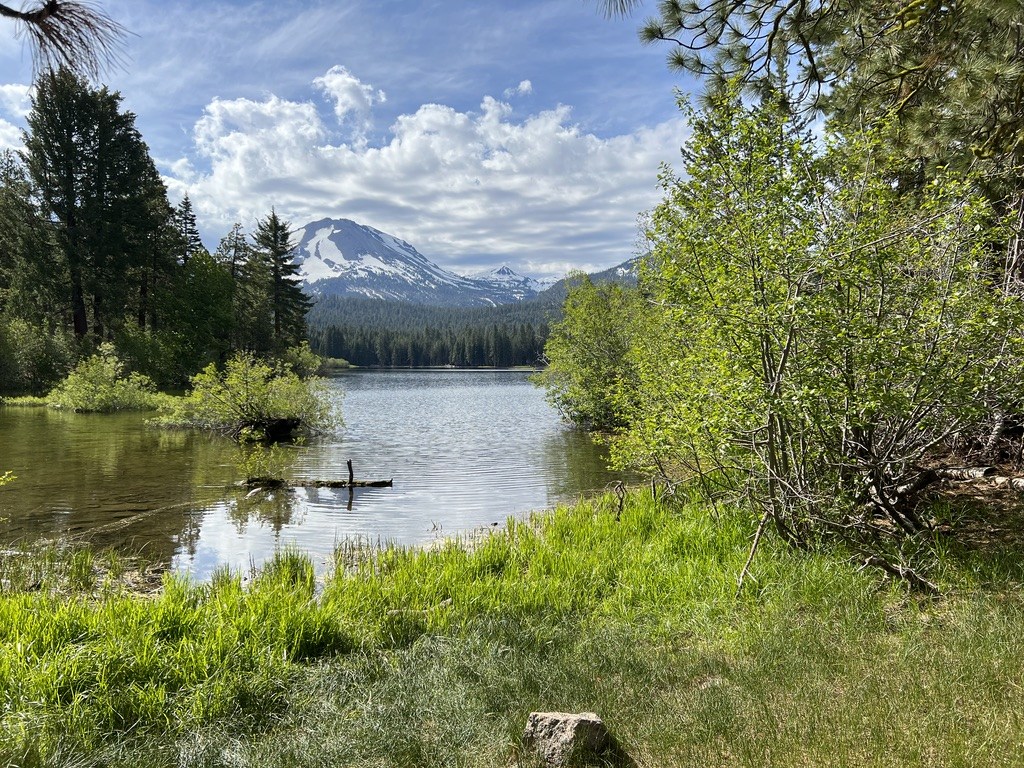 View of the lake with Lassen in the background.