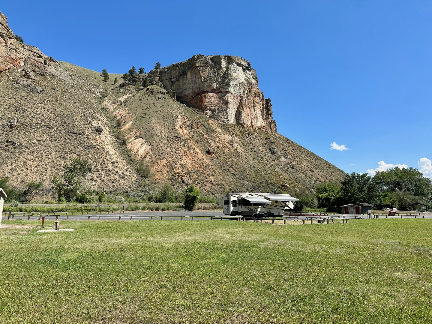 The campground (with Tower Rock in the background).