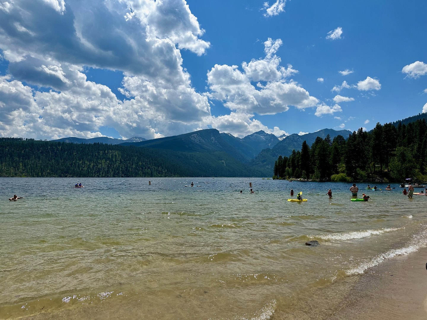 Swimmers enjoying Lake Como.