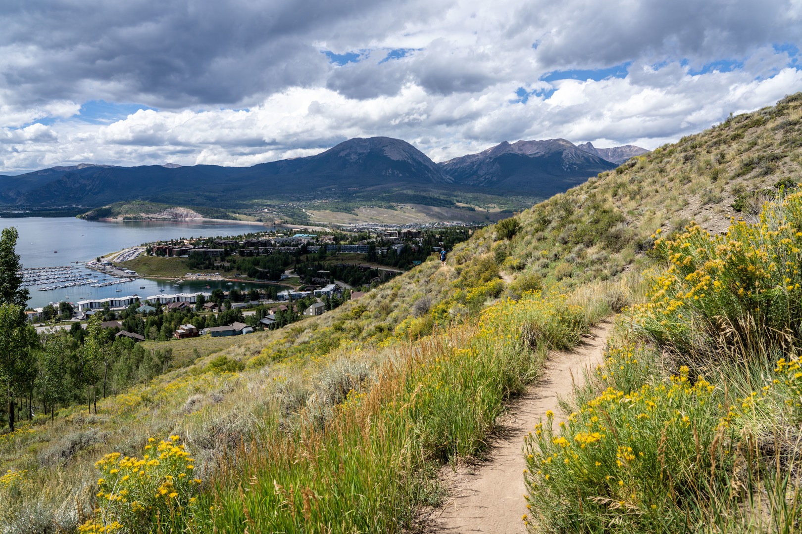 The Tenderfoot Loop provides beautiful views overlooking the Dillon Reservoir and surrounding mountain ranges.