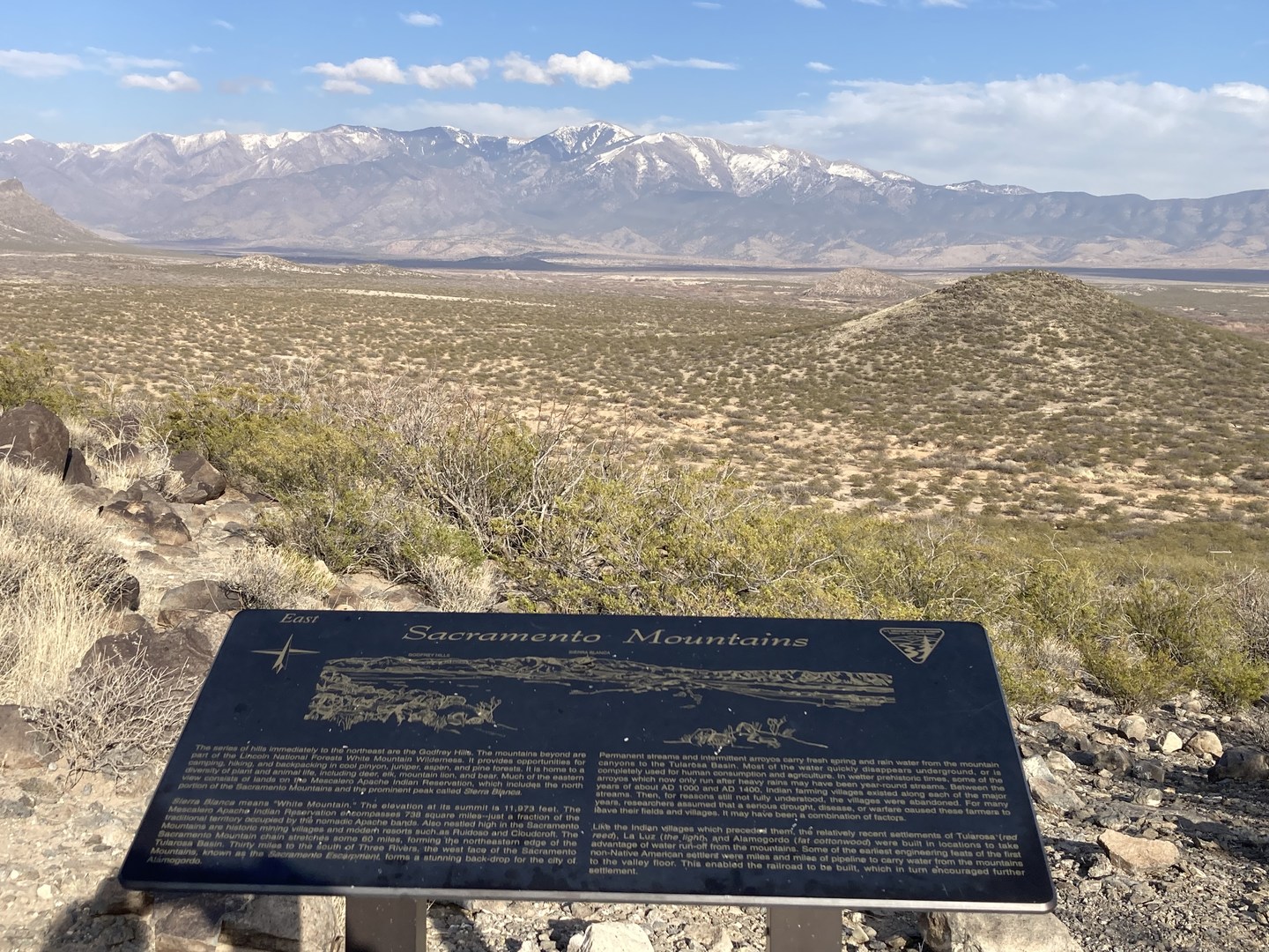 View of Sacramento Mountains from The Petroglyph Trail at the Three Rivers Petroglyph Site.