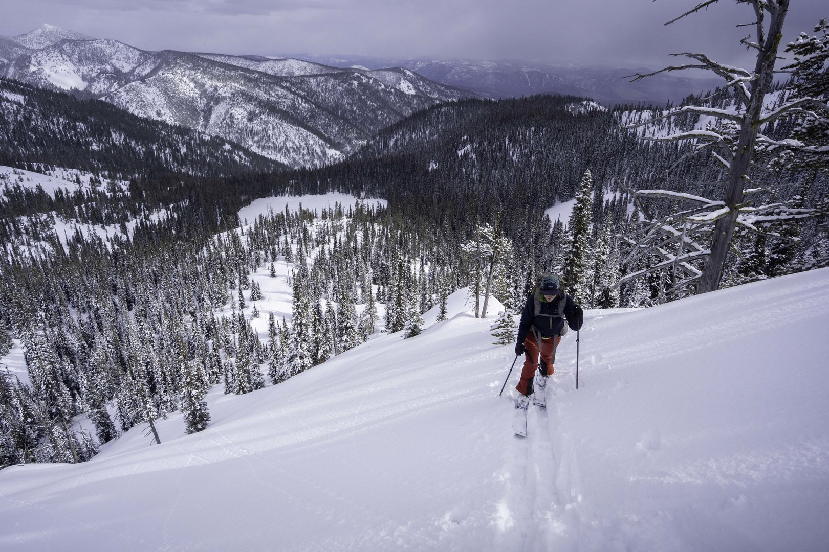 Skinning back into the resort.