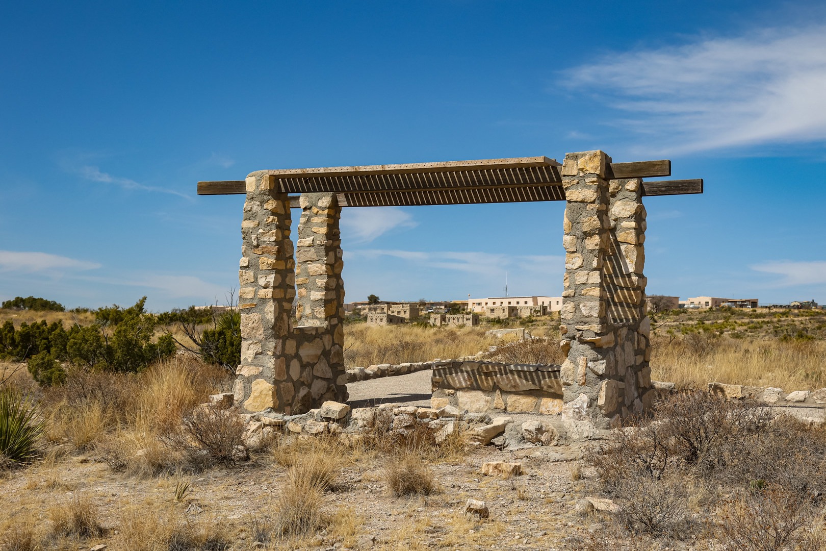 Shaded bench on the Chihuahuan Desert Nature Loop.
