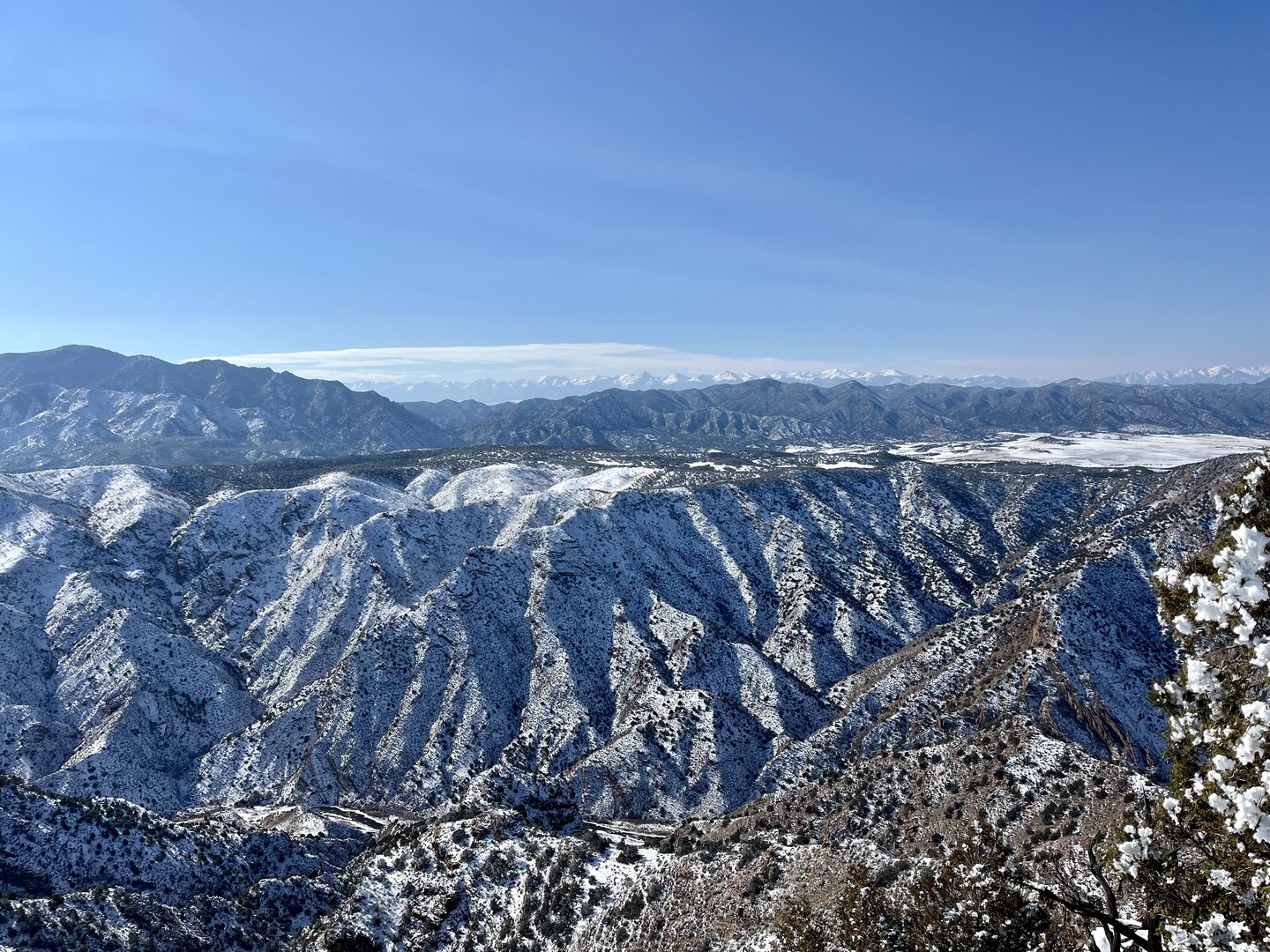 The Sangre de Cristo Mountains in the distance.