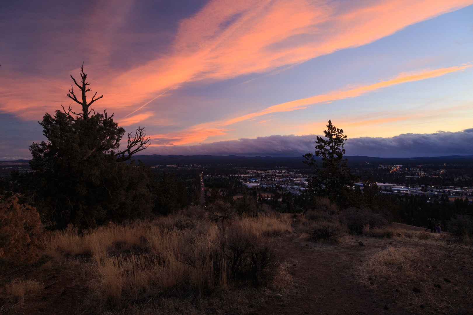 Colorful sunset from the summit of Pilot Butte.
