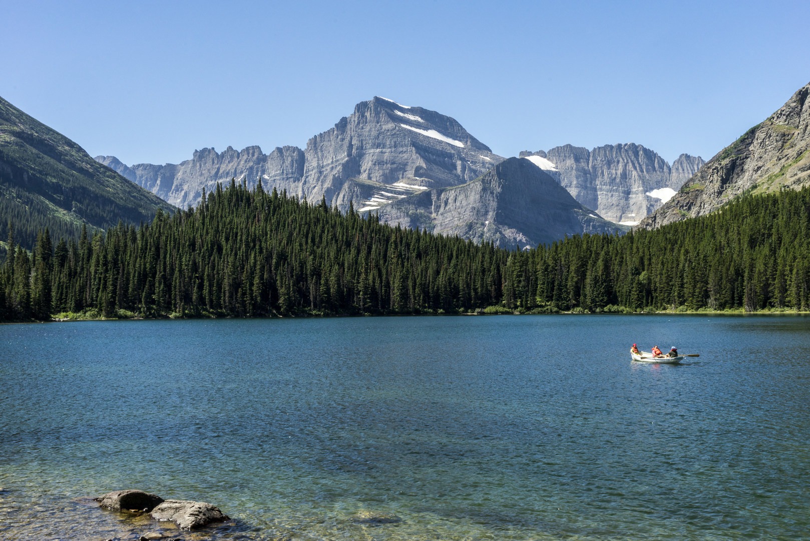 Paddling on Swiftcurrent Lake.
