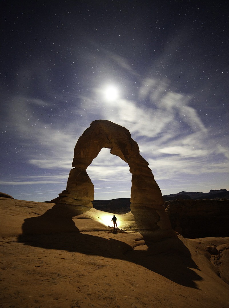 Under Delicate Arch's shadow.