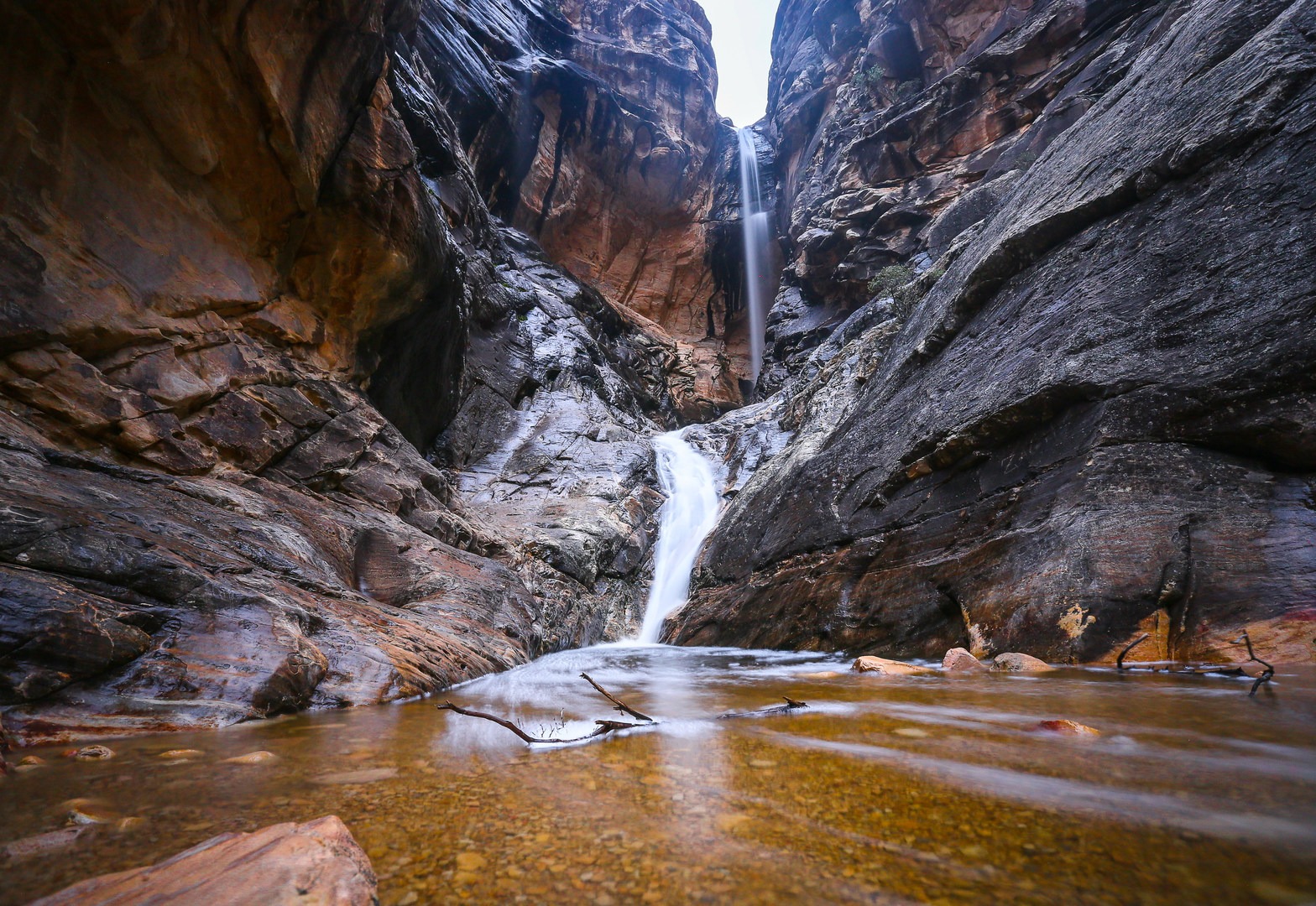Ice Box Canyon falls, following a wet winter season.
