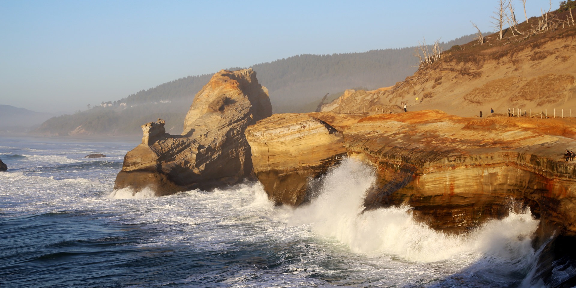 Waves rolling into Cape Kiwanda.