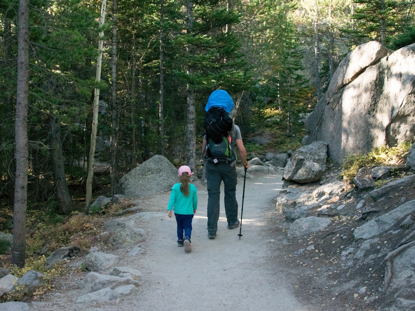 Using the Mountainsmith Trekker FX to help carry one an infant while the toddler chooses to hike as well.