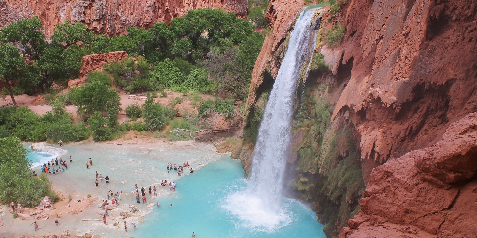 The out-and-back hike on the Havasupai Reservation in the Grand Canyon to t...