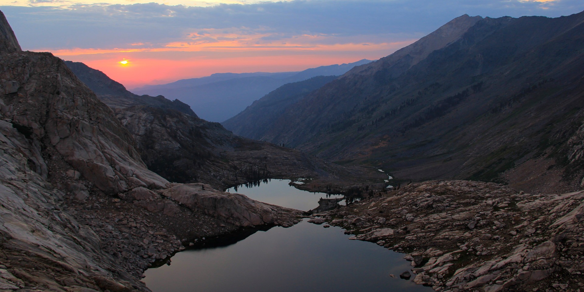 Sierra sunset over Cyclamen and Spring lakes.