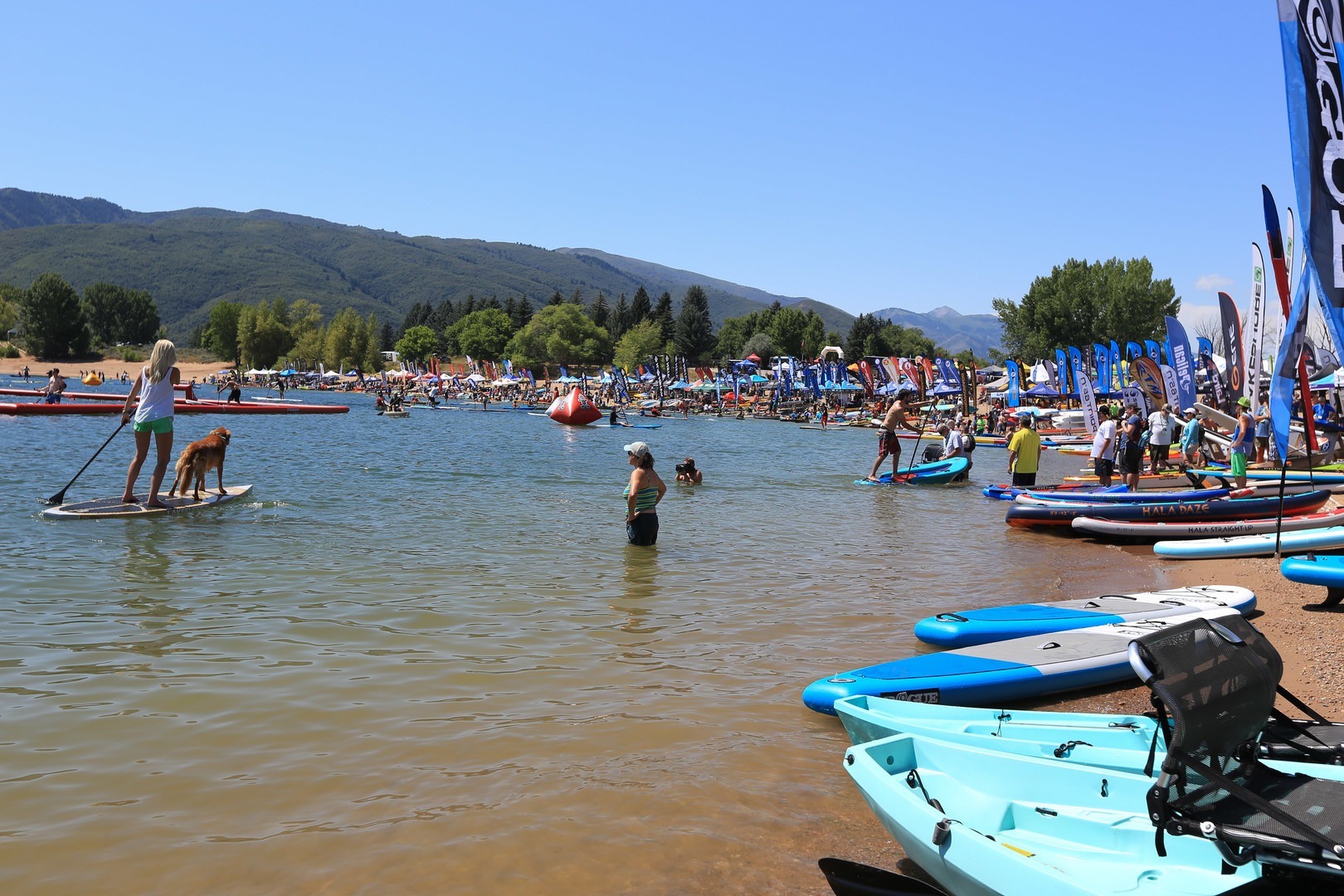 Testing paddleboards at demo day.