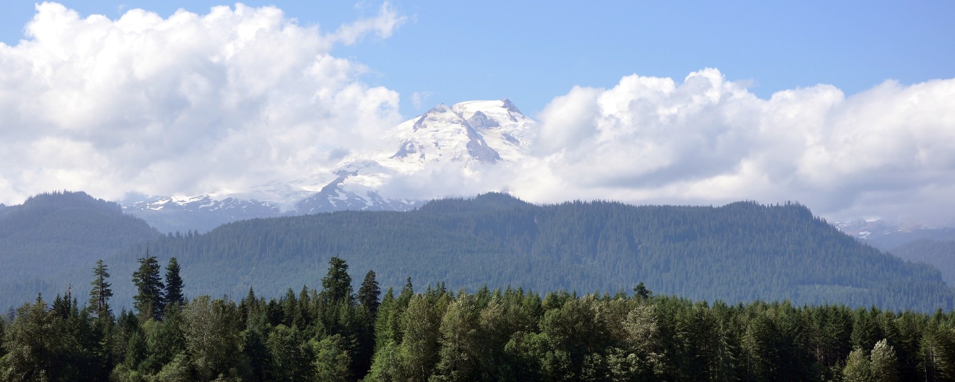 The summit of Baker obscured by clouds.